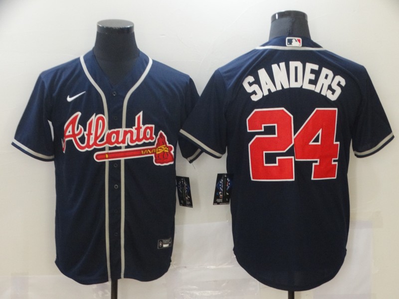 Men's Atlanta Braves Deion Sanders #24 Navy Jersey